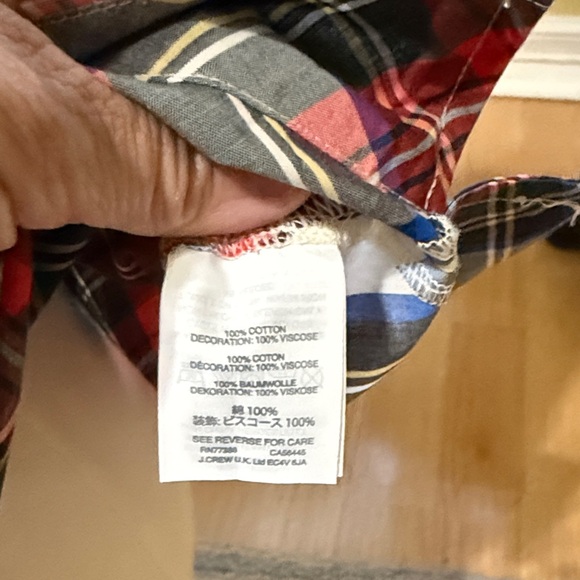 J. Crew Red and Blue Plaid Sleeveless Blouse with Bow - Picture 6 of 8